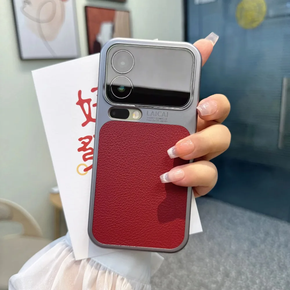 (vermelho-escuro, Xiaomi 17) Capa Antichoque Estilo Executivo Com Textura Lichia — Capa Protetora Anti-impressão Digital