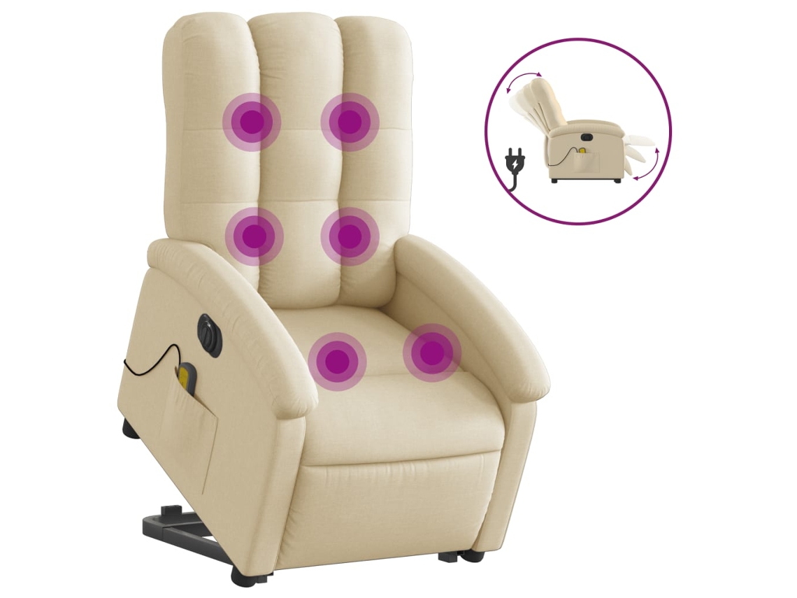 Electric Stand Up Massage Recliner Chair, Electric Stand Up Massage Recliner Chairs Vidaxl Creme Tecido