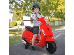 Scooter Moto Elétrica Vespa Para Crianças 6 V Dim. 102l X 51l X 76h Cm Música Mp3 Porta Usb Buzina Farol Luz Traseira Vermelho