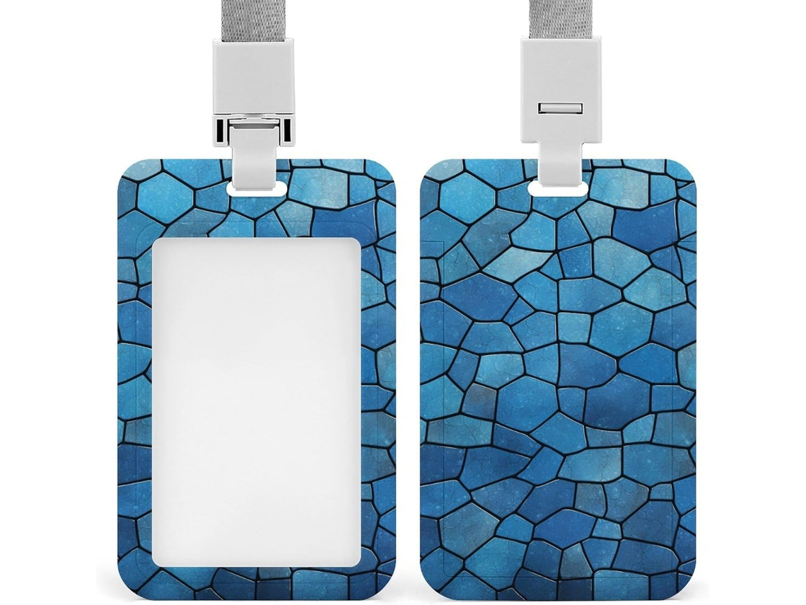 Porta Crachá, Com Design Em Azulejo Azul, Em Plástico Resistente, Cartões De Identificação, Cartões De Proximidade