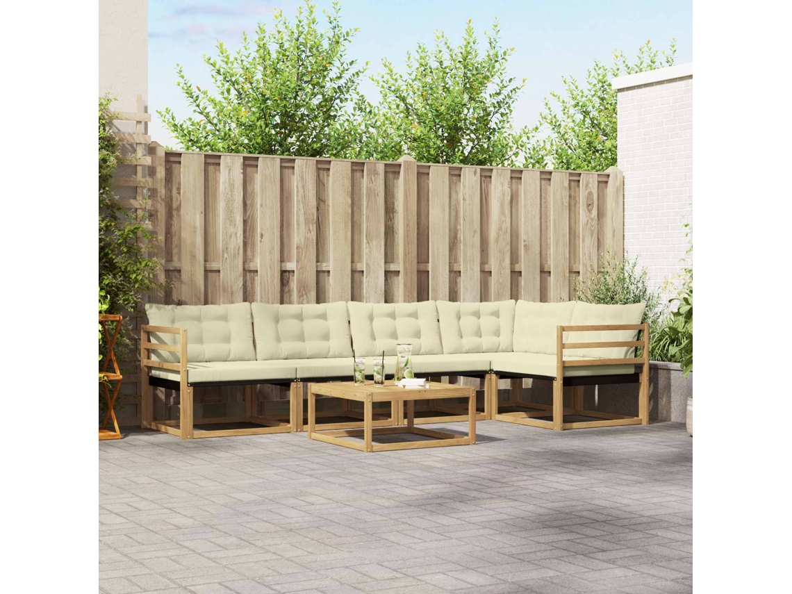 Vidaxl Conjunto De Sofás Para Exterior 6 Pcs Branco E Creme