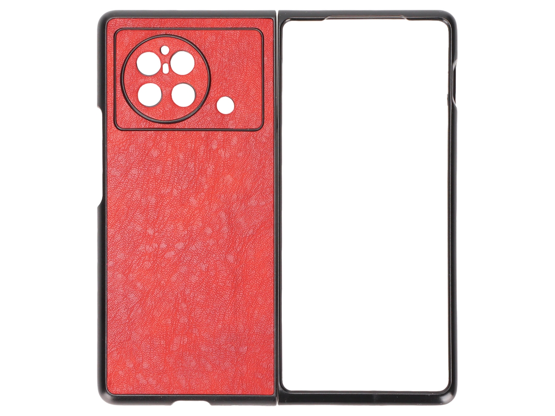 Capa de Couro Vermelho com Padrão de Cavalo Louco para Proteção Anti arranhões do Celular Vivo X Fold EOOCOO (celular Plegável)