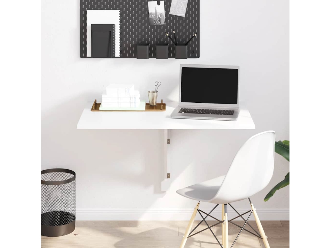 Vidaxl Mesa De Parede Dobrável Derivados De Madeira Branco Brilhante