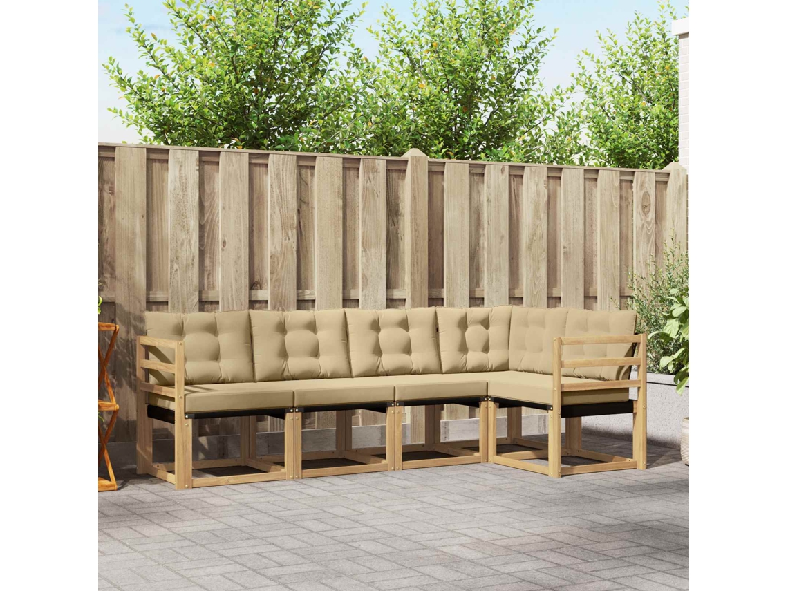Vidaxl Conjunto De Sofás Para Exterior 5 Unid. Branco E Bege