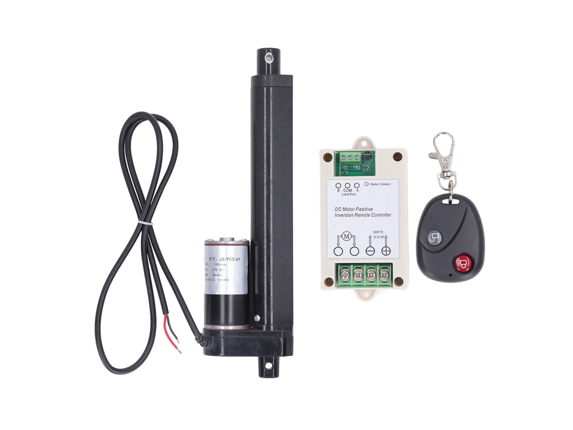 Atuador Linear Elétrico 1000n 150mm 24vdc Com Controle Remoto Para Cama Sofá Preto