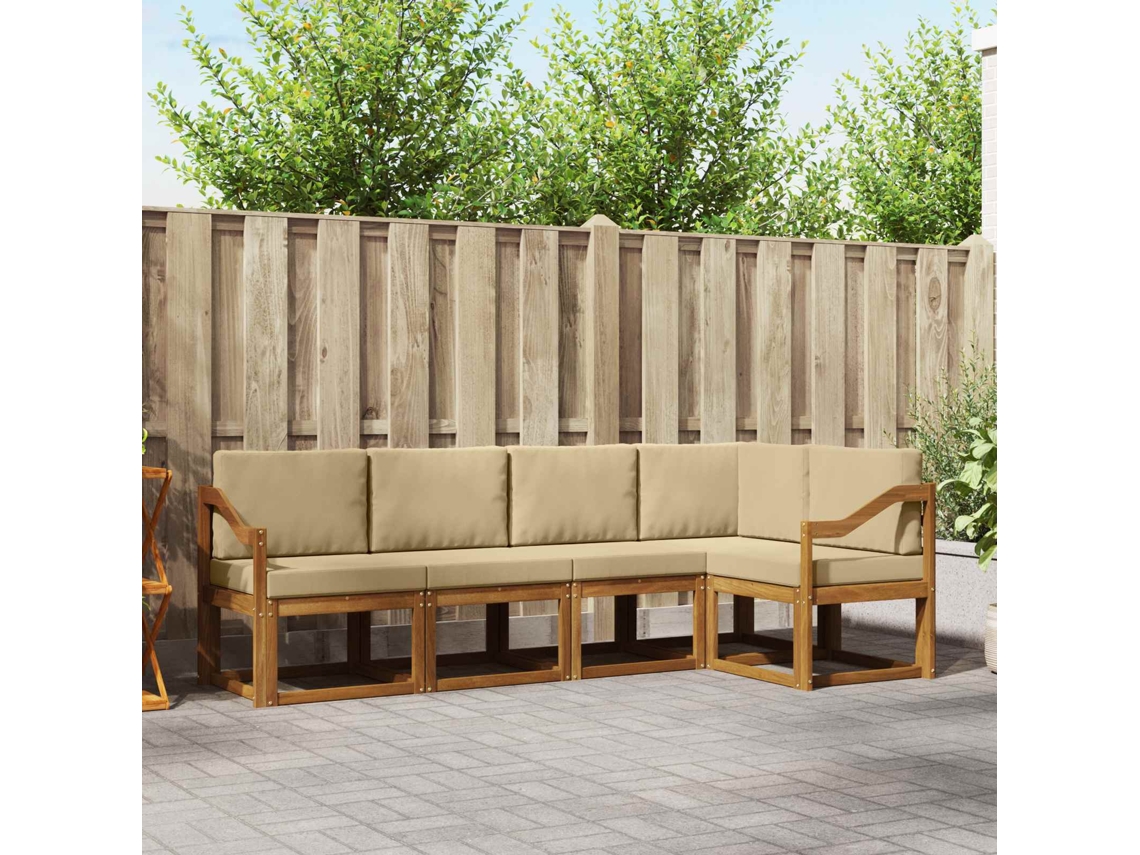 Vidaxl Conjunto De Sofás Para Exterior 5 Pcs Natural E Bege