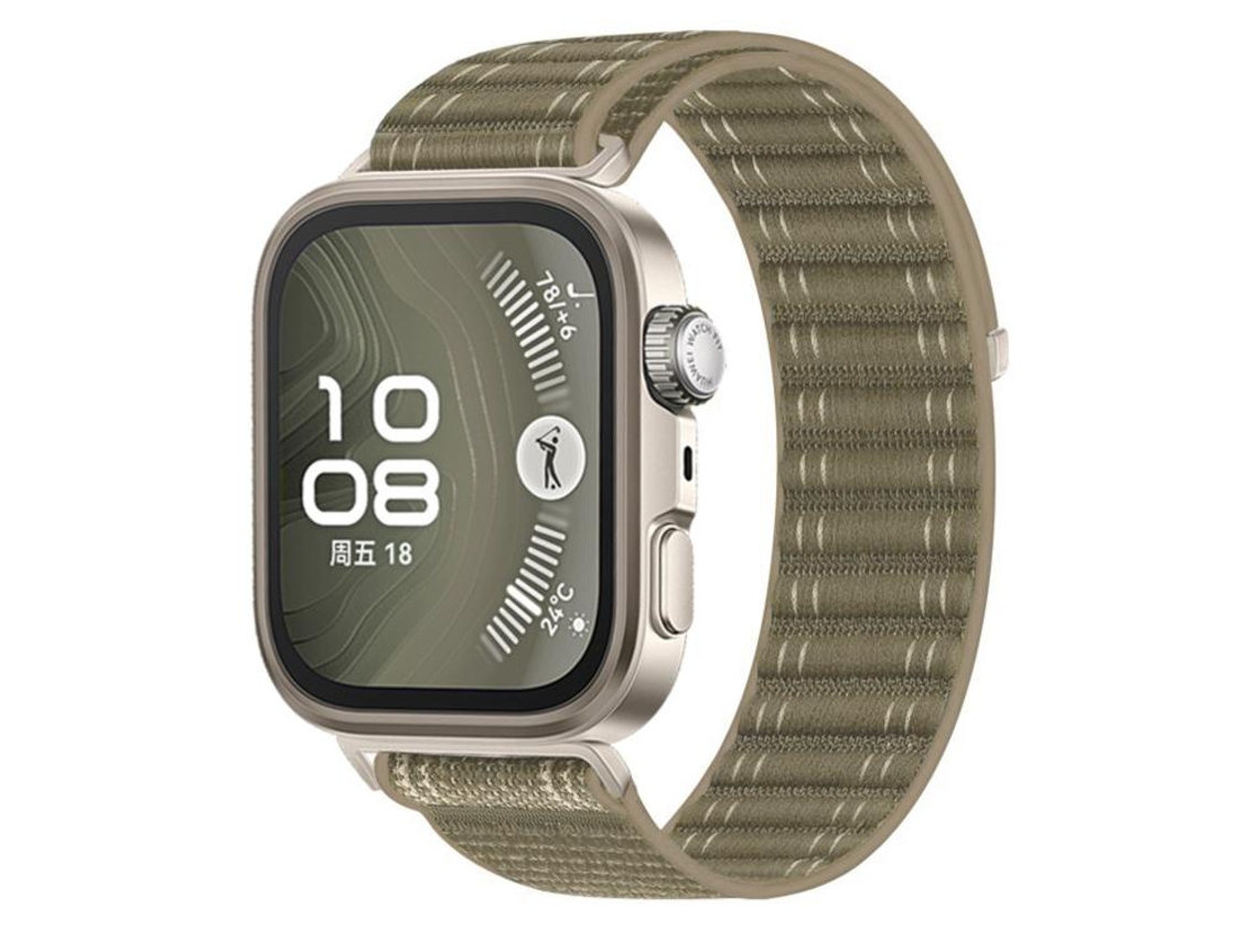 Bracelete Para Huawei Watch Fit 4 Pro / Fit 4 / Fit 3 - Nylon Trançado Ondulado - Fecho De Velcro Chá Com Leite