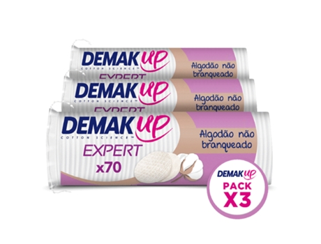 Discos de Algodão Desmaquilhantes Não Branqueados Expert Redondos DEMAK'UP