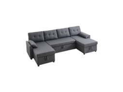 Sofá Cama Modular Cinzento Em U Com Arrumação Tekmaquinas