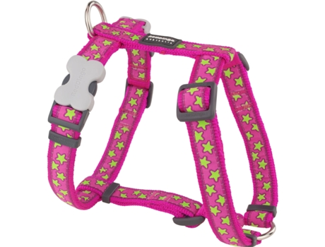 Arnês para Cães Red Dingo STYLE STARS LIME ON HOT PINK 36-54 cm 30-48 cm