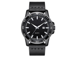 Reloj Cuarzo Empresarial De Lujo Impermeable Con Calendario De Cuero Pu Negro Blanco
