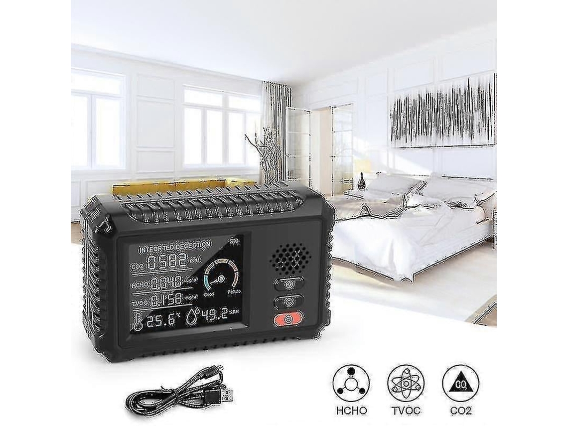 Lurelia Medidor De Qualidade Do Ar 5 Em 1 Hcho/tvoc/co2, Temperatura/humidade, Sensor Eletroquímico, Com Visor Lcd, Colorido