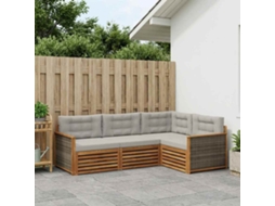 Vidaxl Conjunto De Sofás Para Exterior 4 Pcs Natural E Cinzento-claro