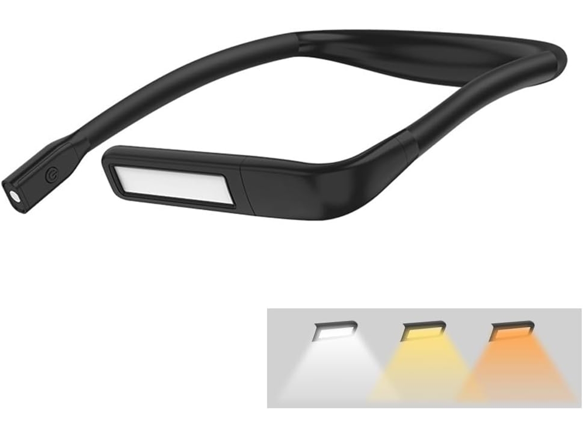 Luminária De Leitura Led Para Pendurar No Pescoço, Leve, Com Amplo Feixe De Luz, Confortável Para Os Olhos, 3 Cores De