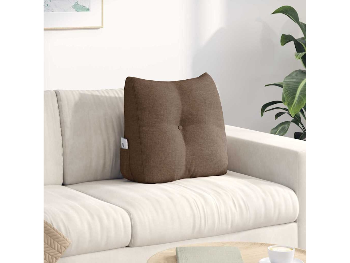 Vidaxl Travesseiro Para Costas Castanho 45 X 24 X 50 Cm Tecido