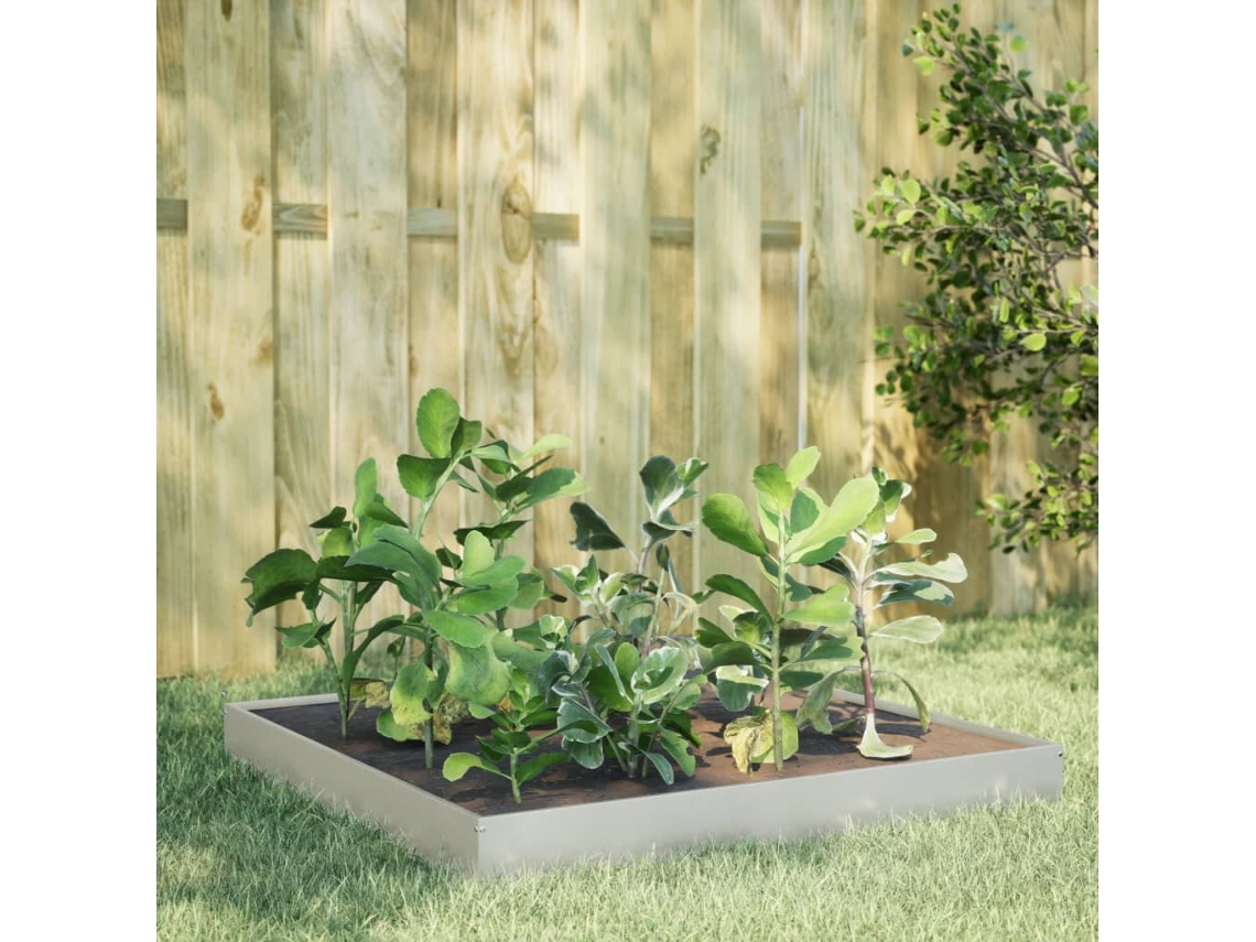 Vidaxl Canteiro Elevado De Jardim 100x100x18,5 Cm Aço Inoxidável