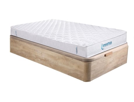 Conjunto Cama + Colchão + Somier DREAMEA PLAY Prestige (Castanho - Madeira - 90x190 cm)