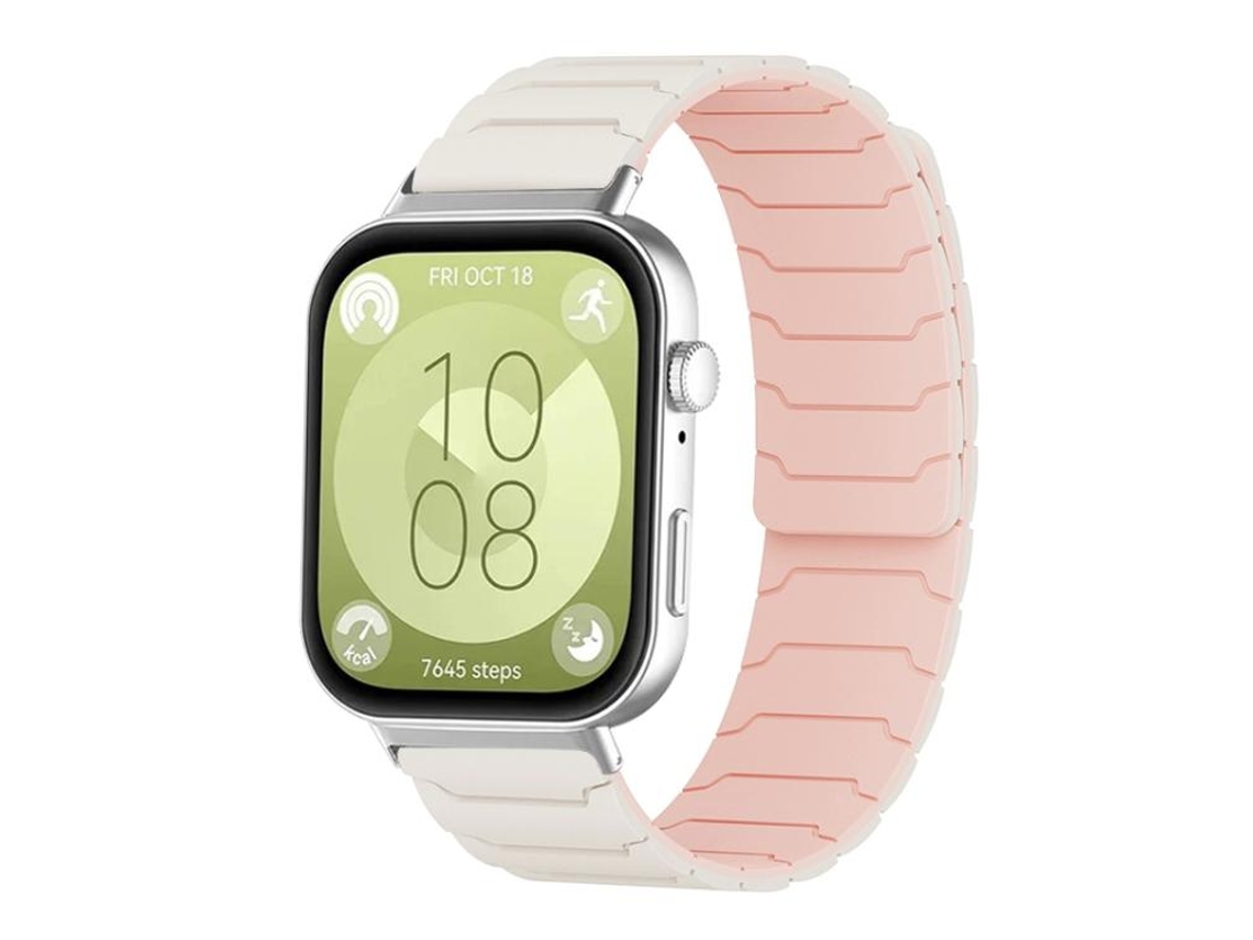 Bracelete Para Huawei Watch Fit 4 / Fit 4 Pro / Fit 3 - Silicone Magnético Rosa-claro-areia