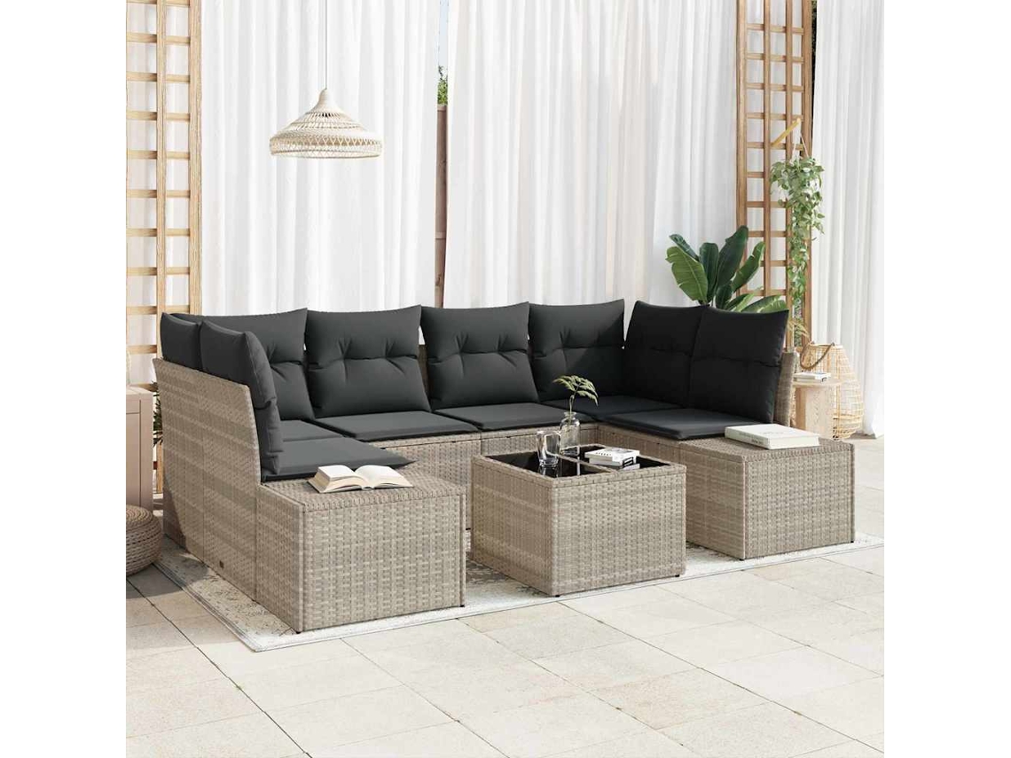 Vidaxl Conjunto De Sofá De Jardim 8 Unid. Cinza Claro E Cinza Escuro