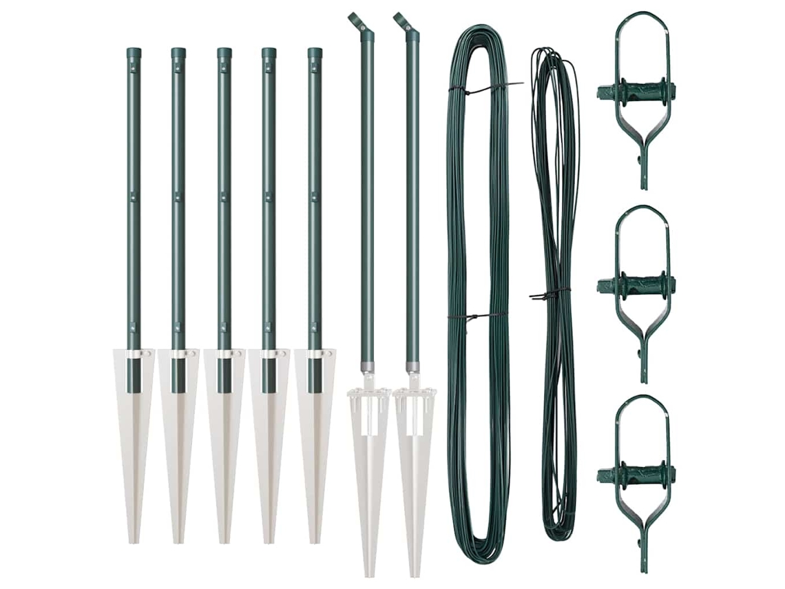 Poste De Cerca 7 Pcs Verde Aço