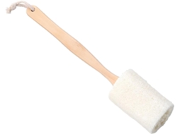 Escova Esfoliante De Bucha Vegetal Natural 2 Peças Com Cabo Longo Madeira Para O Corpo, Banho E Cuidados Com A Pele Seca