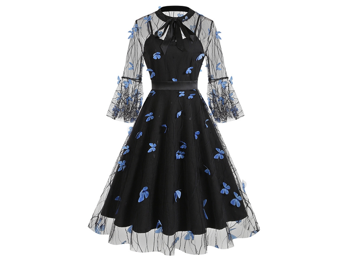 Roupas de Natal Retrô Malha Bordado Patchwork Vestido de Duas Peças L