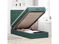 Vidaxl Estrutura Cama Otomana Colchões 80x200cm Veludo Verde Escuro