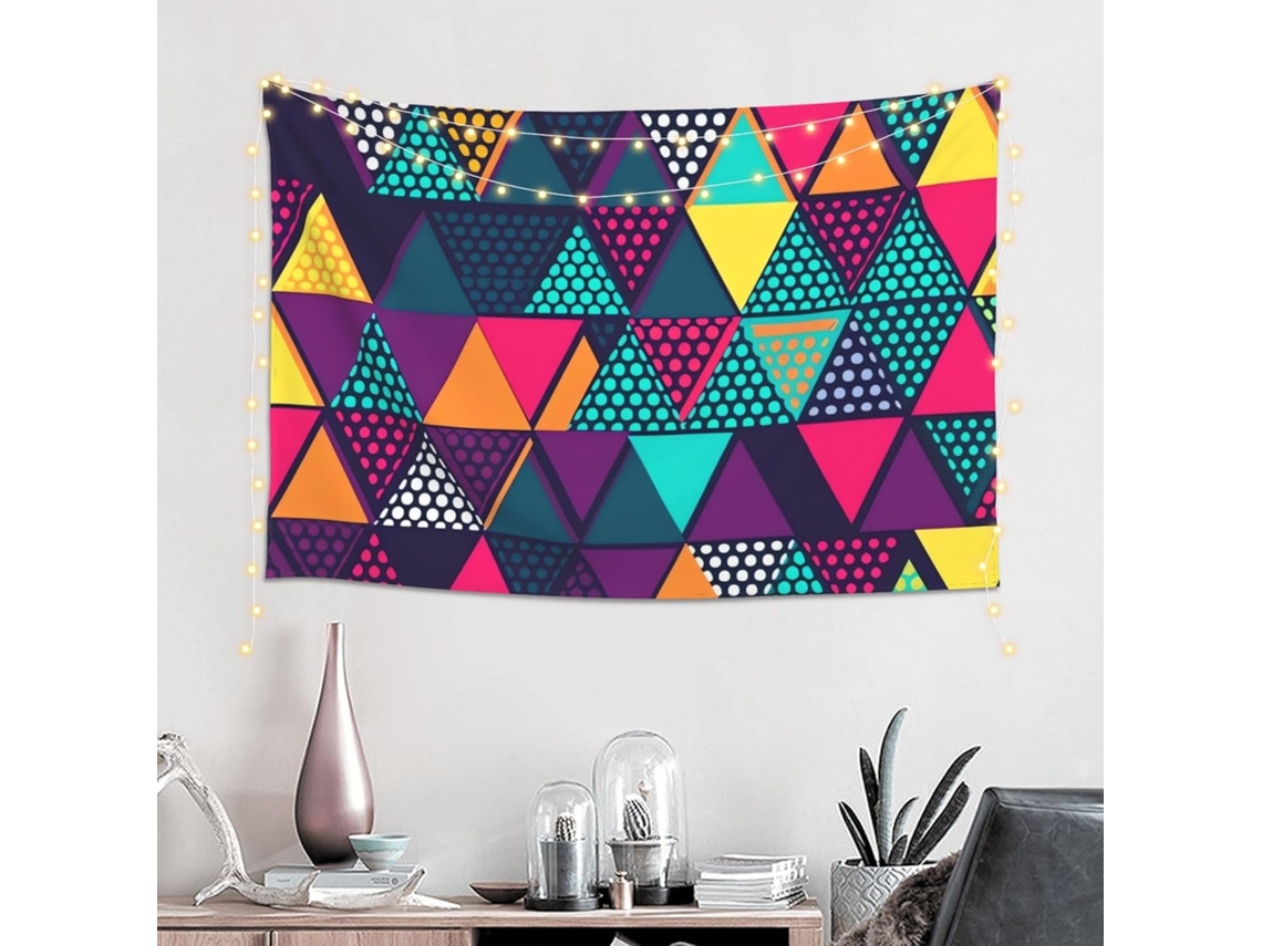Tapeçaria Parede Com Design Triangular, Linda Peça Decorativa Quarto E Sala Estar, 152 X 102 Cm (60 X 40 Polegadas)