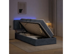 Vidaxl Cama De Armazenamento Led Com Colchão Cinzento-escuro