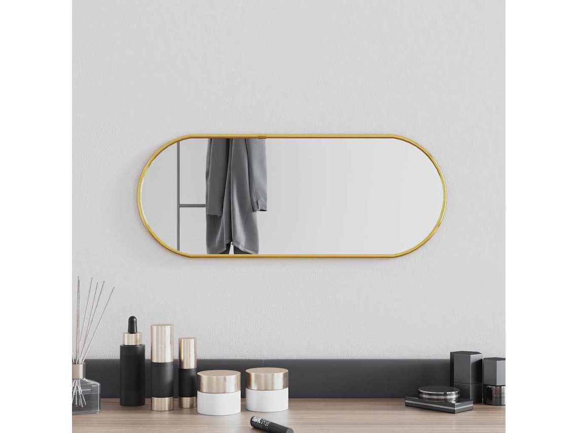 Vidaxl Espelho De Parede 50x20 Cm Oval Dourado