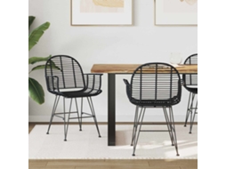 Vidaxl Cadeira De Jantar 2 Unid. Rattan E Ferro Preto 57 X 55 X 85 Cm