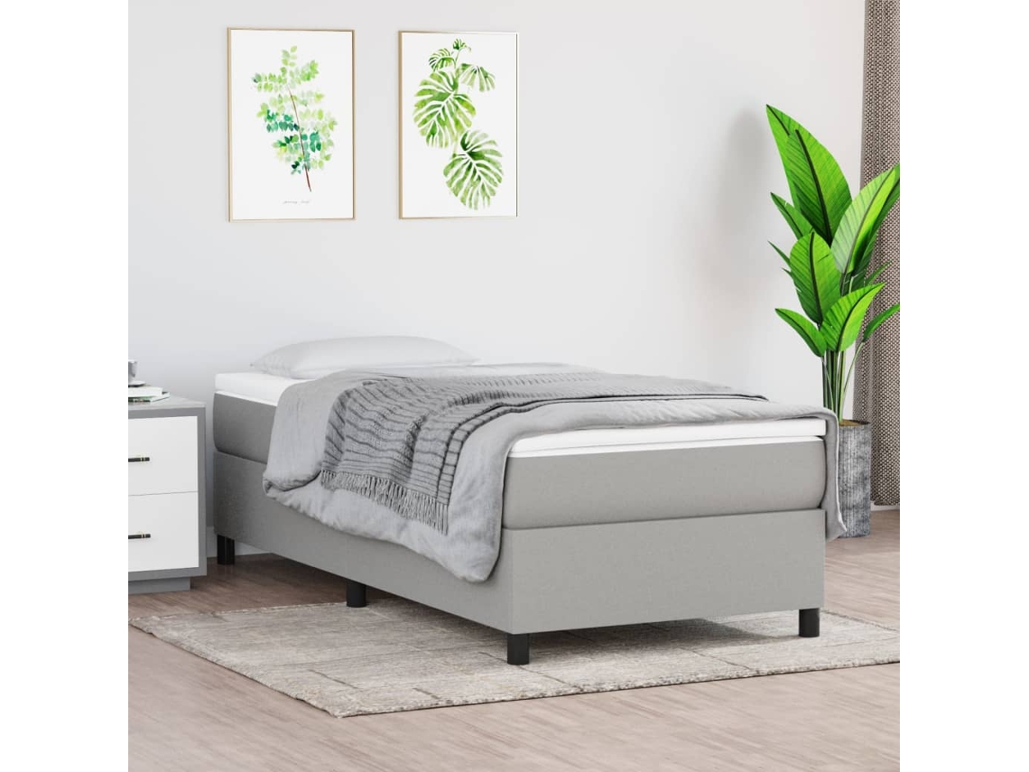 Cama com molas/colchão 90x200 cm tecido cinza-claro