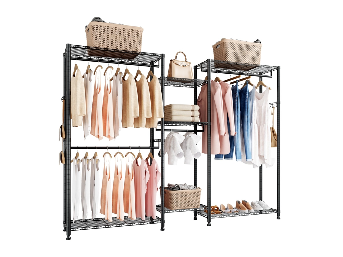 Cabide Ajustável De 7 Níveis Preto Para Corredor 186,95 X 38 X 192 Cm Vevor