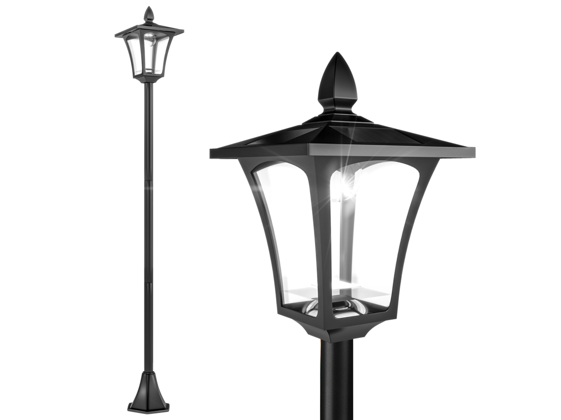 Iluminação Externa Abajur de Piso, Abajur de Piso, Abajur Solar Lanterna Led Clássica 40 Lm Sol. 18l X 18l X 160h Cm Preto Ge