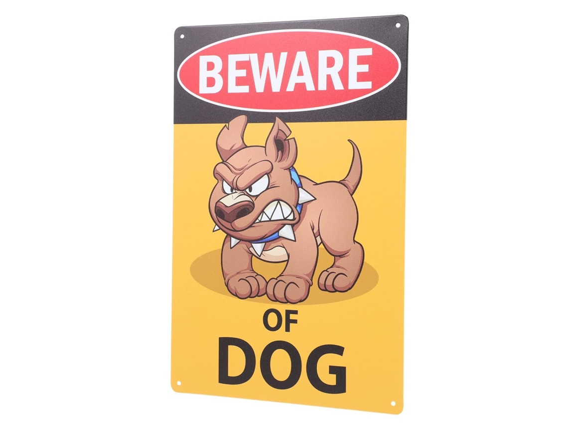 Placa de Ferro com Desenho de Cachorro, Letras e Padrão Nítidos, para Jardim. Placa de Aviso e Lembrete Às Intempéries CHABERLU