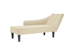 Vidaxl Chaise Lounge Com Tecido Creme Para Apoio De Braço Direito