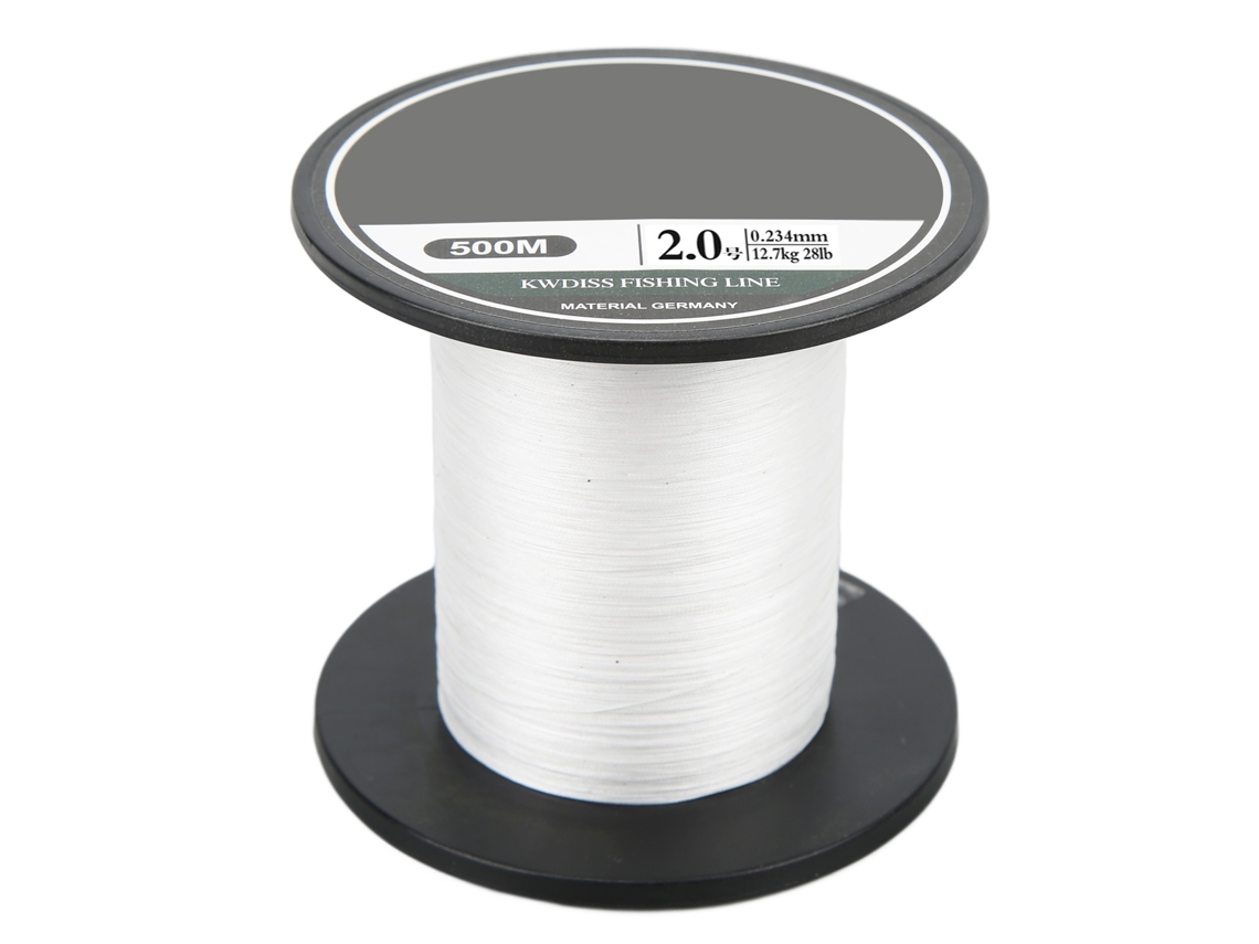 Linha de Pesca Trançada AQUAFORGE 8 Fios Pe 500m, branca, resistente para uso marítimo