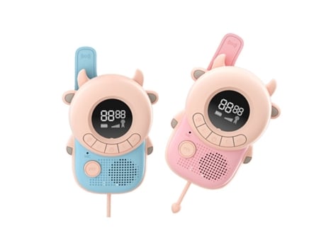 Par De Walkie Talkies Para Crianças Com Tela Lcd Retroiluminada, Modelo Meuh Meuh Azul / Rosa Techkidz