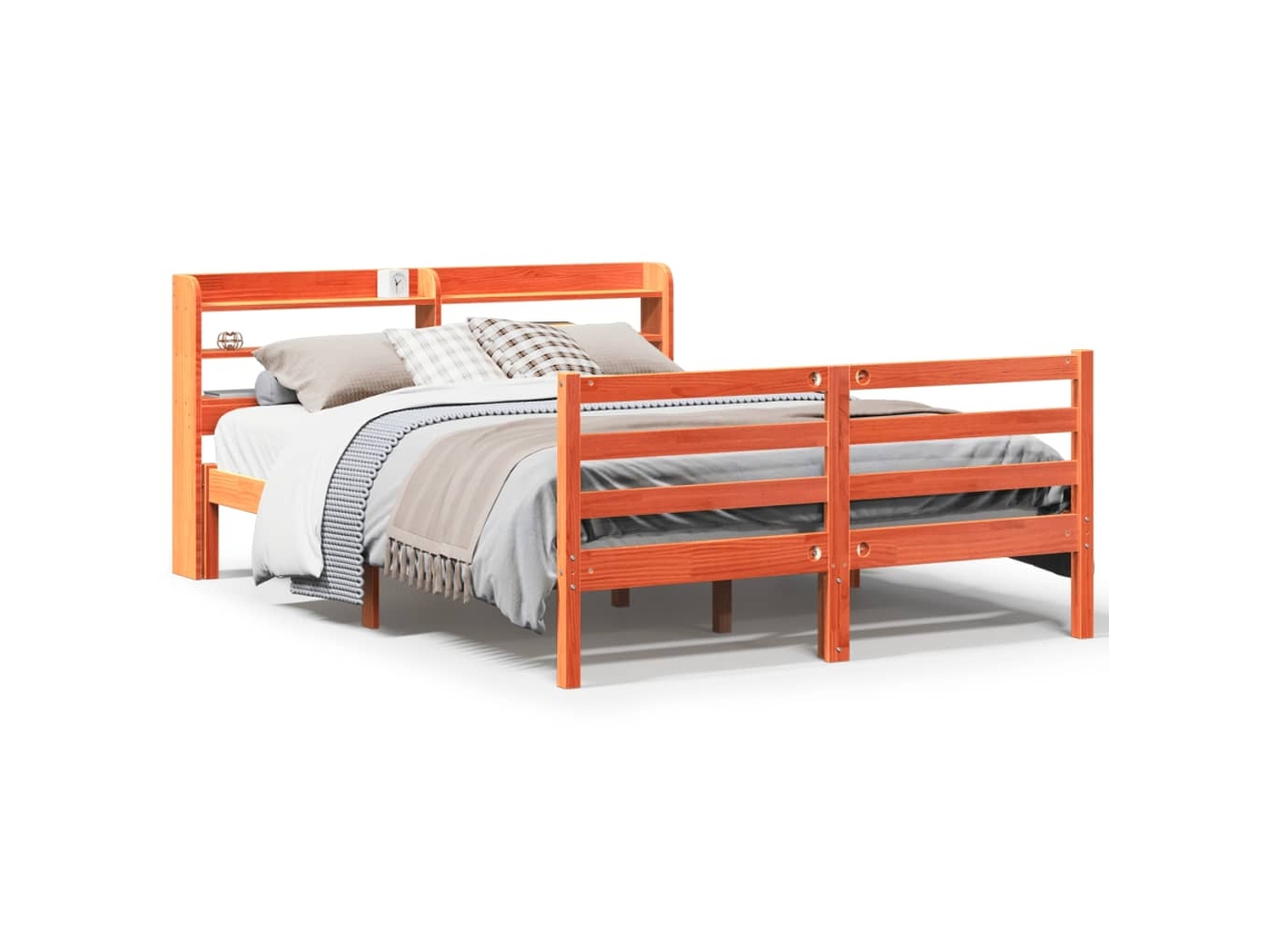 Cama Sem Colchão 150x200 cm Madeira Pinho Maciça Castanho mel MAISON EXCLUSIVE