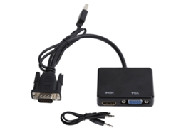 Divisor e Conversor de Vga para Vga Hdmi com Porta de Áudio Plug and Play Preto | S/MARCA