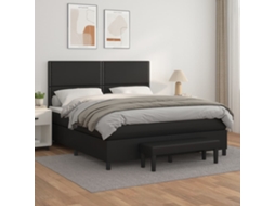 Vidaxl Cama Com Molas/colchão 180x200 Cm Couro Artificial Preto