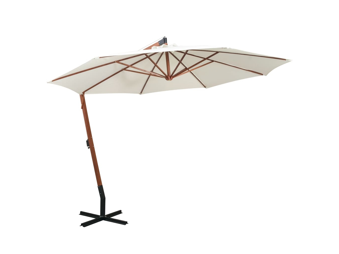 Guarda-sol suspenso com poste de madeira 350 cm branco Dkd Home Decor