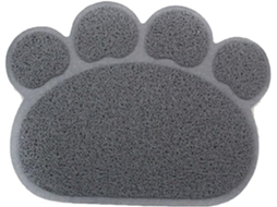 Tapete para Tigela de Comida e Água para Cães, Gatos, Filhotes e Gatinhos em Pvc com Formato de Pata Cinza AQUAFORGE