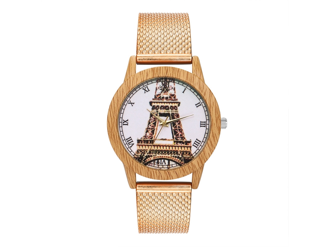 Relógio Quartzo para Casa e Mulher, Estilo Casual, Pulseira De Ouro Rosa