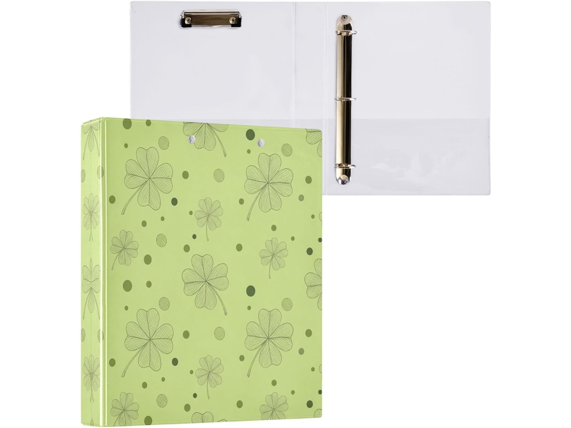 Pasta de 3 Argolas para Papel Tamanho Carta , Trevo São Patrício, Organizador Redondas com Pra (27,9 X 21,6 Cm)
