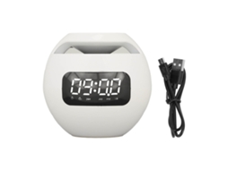 Reloj Despertador Bluetooth Altavoz Inalámbrico Fm Portátil Colorido Con Anuncios De Voz Blanco