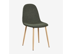 Sklum Pack De 4 Cadeiras De Jantar Glamm Poliéster     Madeira Natural                  Bouclé Verde Exército                               Bouclé
