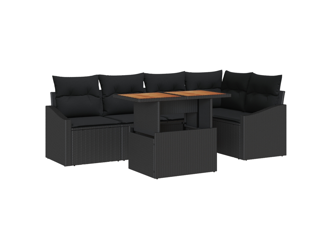 Conjunto 6 Conjunto De Jardim Vidaxl Preto Vime Pe (100 X 55 X 73 Cm)