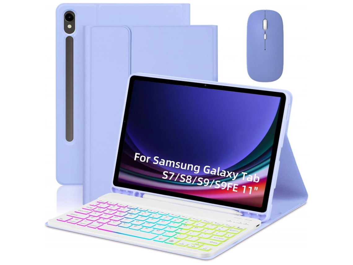 Capa de Teclado Bluetooth para Samsung Tab S7 11 Polegadas luz de fundo colorida com rato XIAOMOYU
