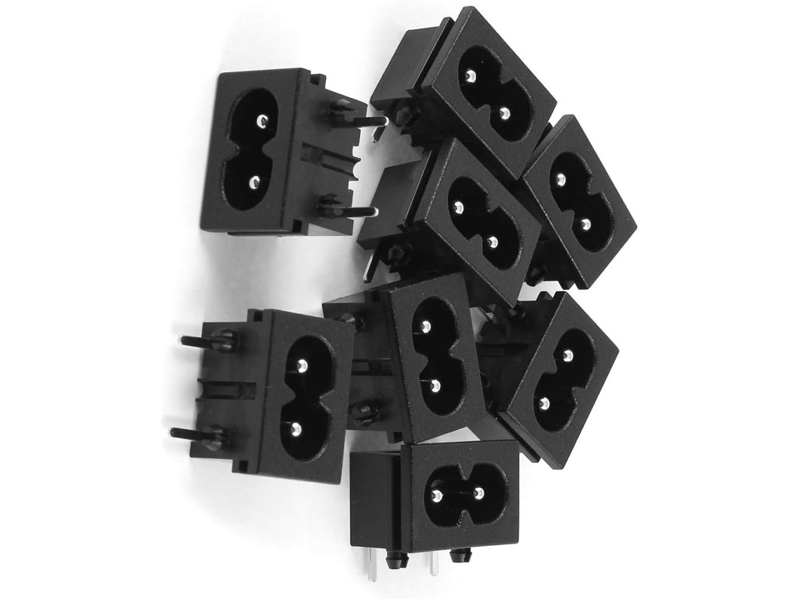 Adaptador de Tomada Ac 250 V 2,5 A/5 a Iec320 C8 com Dispositivo Antirretorno, Pacote com 8 Peças CHABERLU